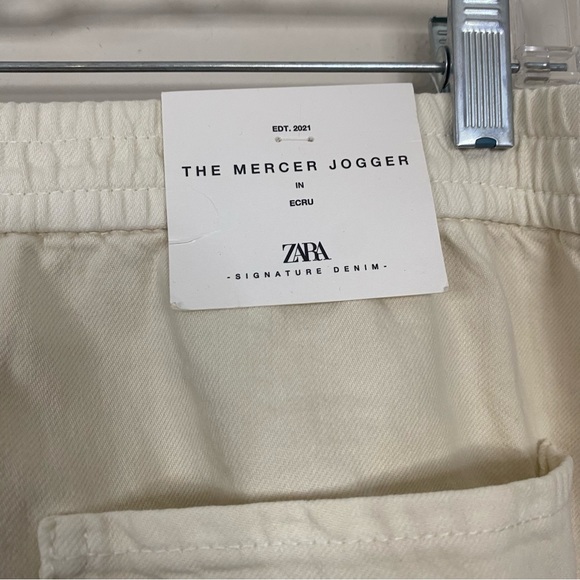 NWT Zara The Mercer Jogger 100% Cotton Jeans in Ecru Cream size XXL - Picture 11 of 16